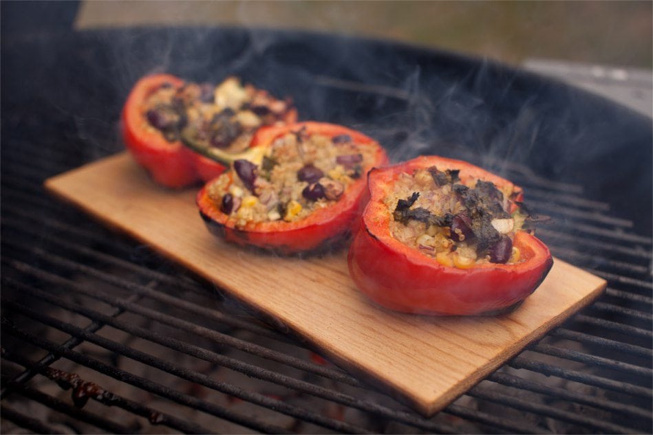 Hickory Planked Stuffed Bell Peppers
