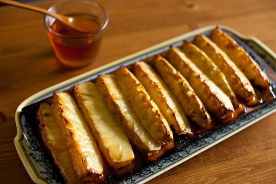 Cedar Planked Pineapple Spears with Butter and Honey Recipe