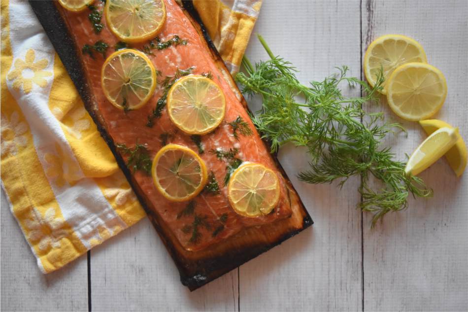 Alder Planked Salmon with Dill and Lemon Recipe