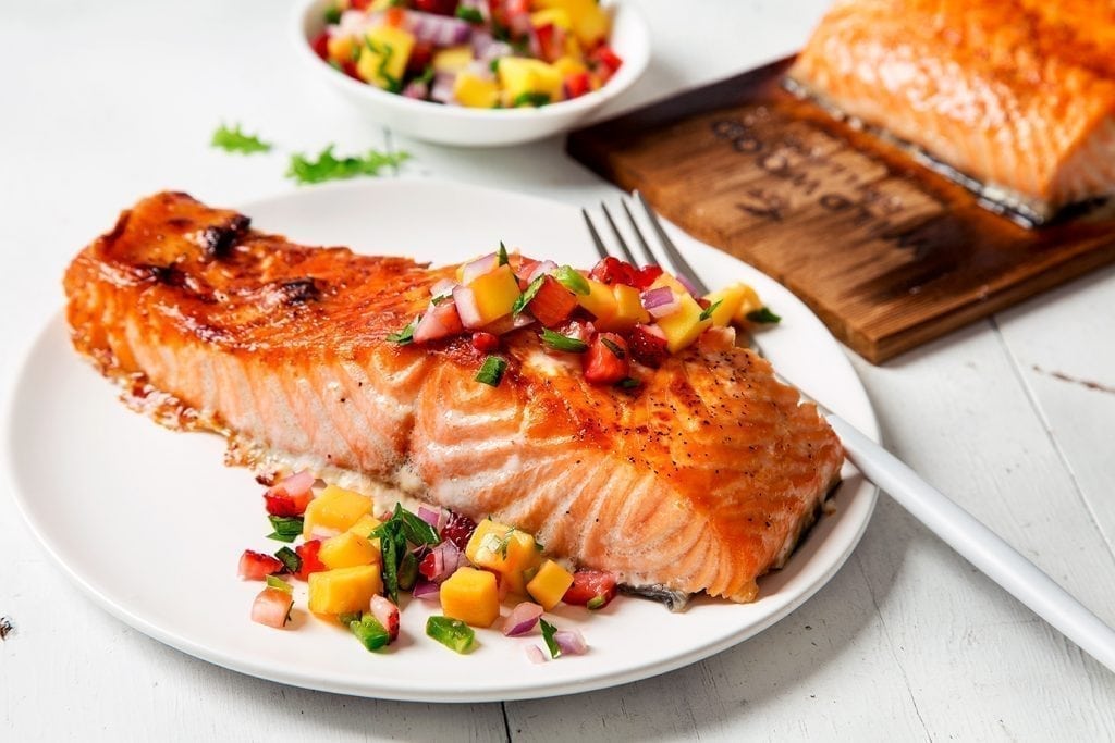 Cedar Planked Salmon with Fruit Salsa Recipe