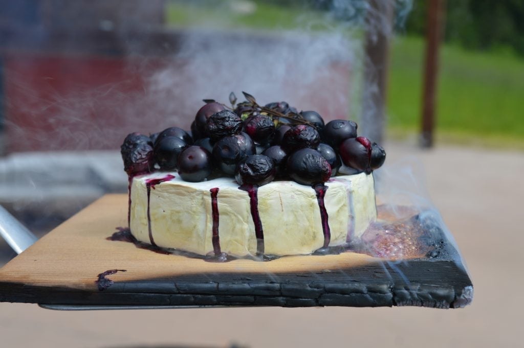Cedar Planked Brie with Blueberries