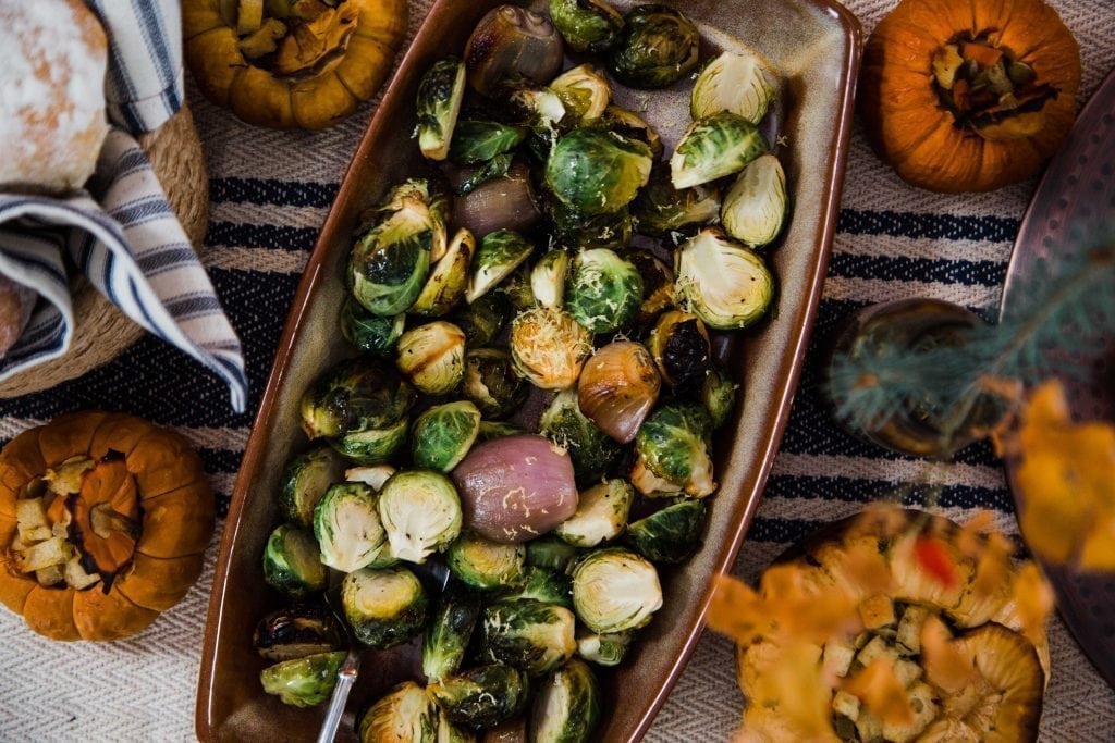 Alder Planked Brussel Sprouts with Shallots and Lemon