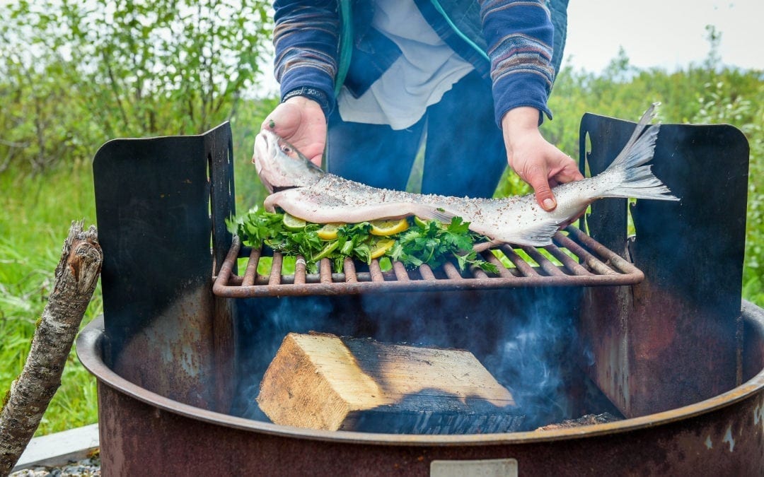 Cooking Salmon on an Open Fire
