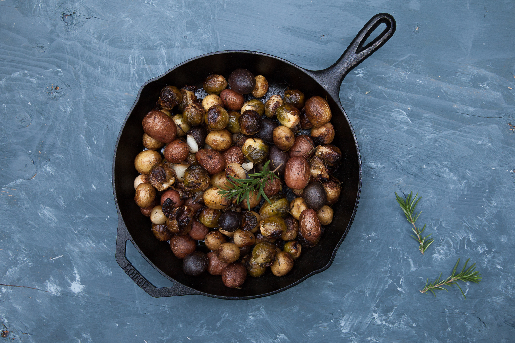 Skillet Roasted Potatoes with Brussel Sprouts