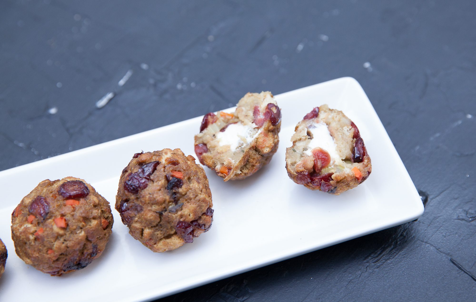 Maple Planked Cranberry and Cream Cheese Filled Stuffing Balls