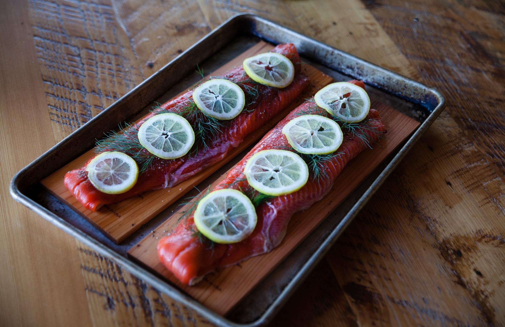 Dinner Grilling Idea: cedar planked sockeye salmon