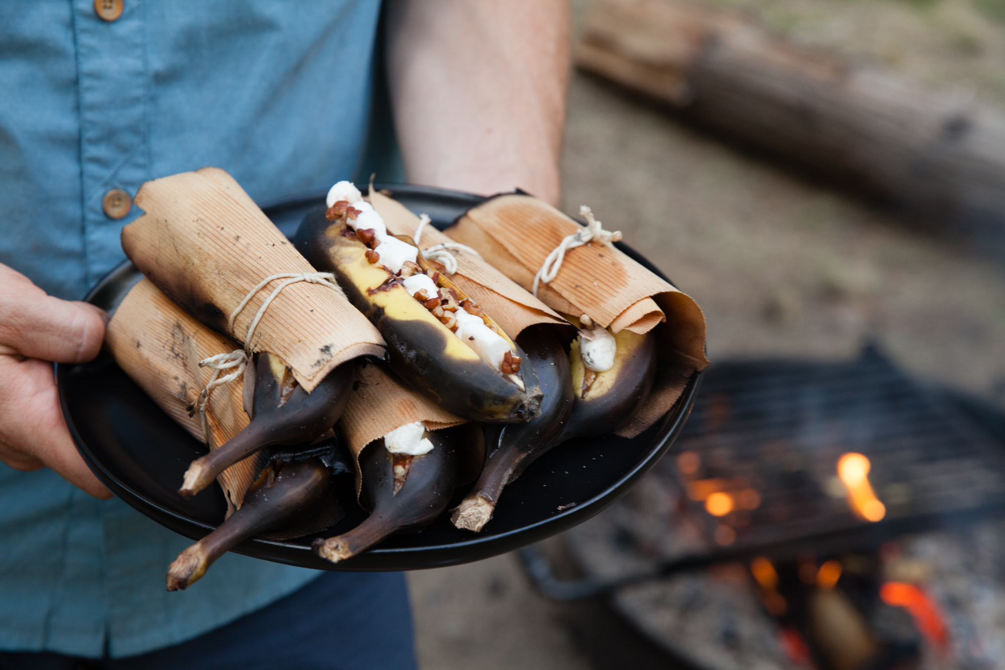 Cedar Wrapped Campfire Banana Boats