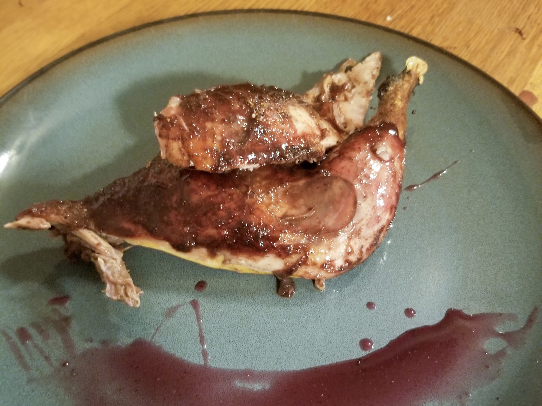 Spatchcocked Chokecherry Pheasant on a Plank