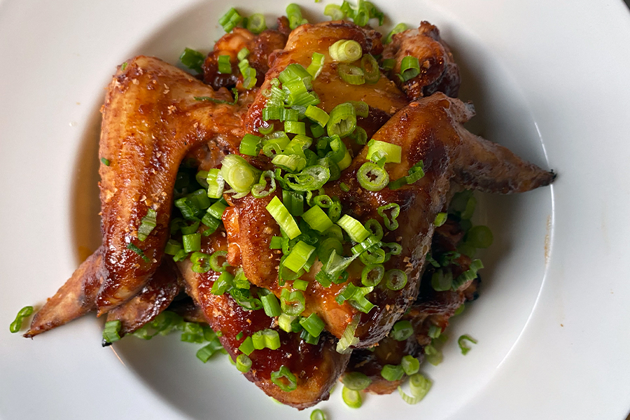 Grilled Chicken Wings with Plum Whiskey Sauce