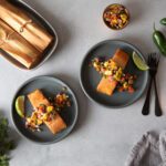 Cherry Wrapped Chipotle Salmon with Mango Salsa